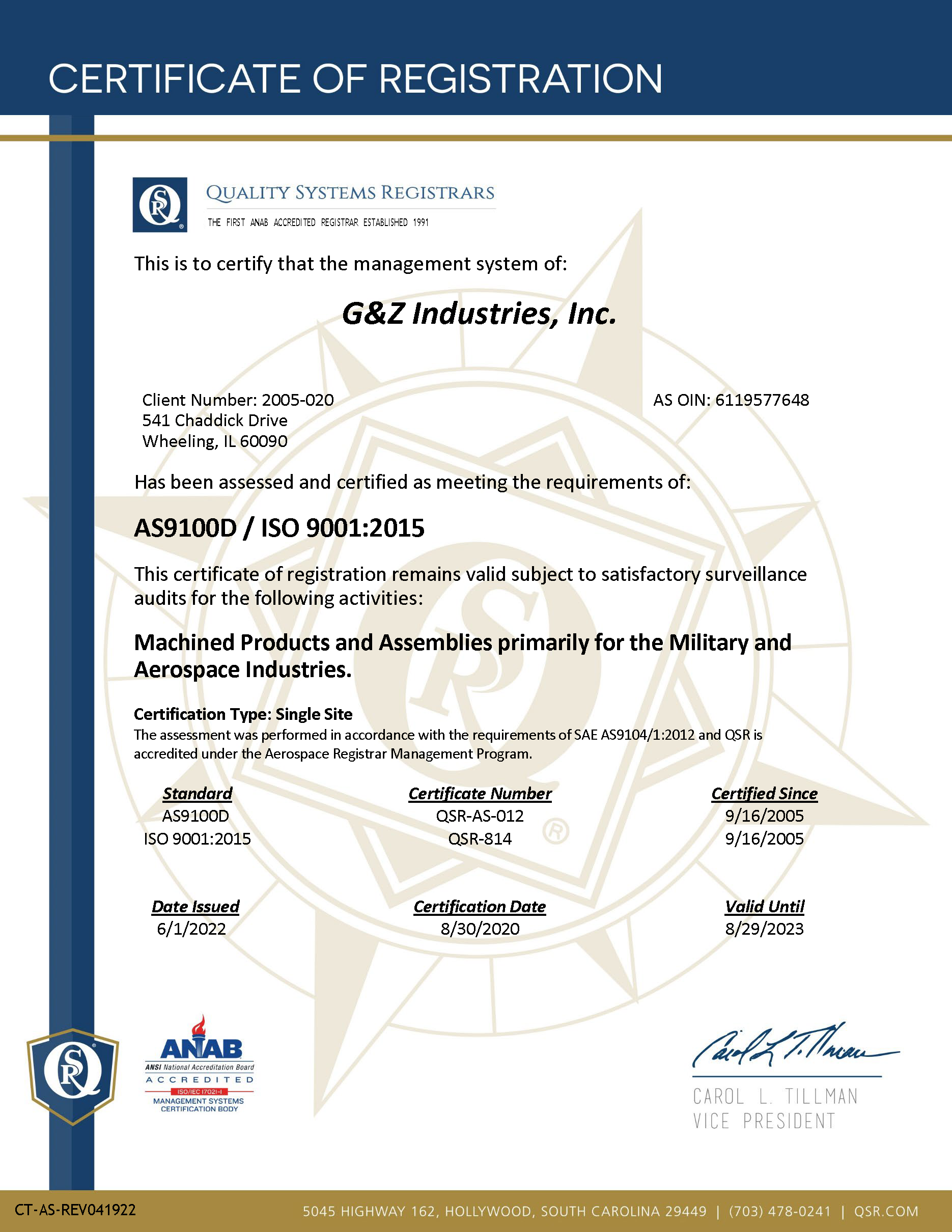 GZ AS ISO Certificate sm